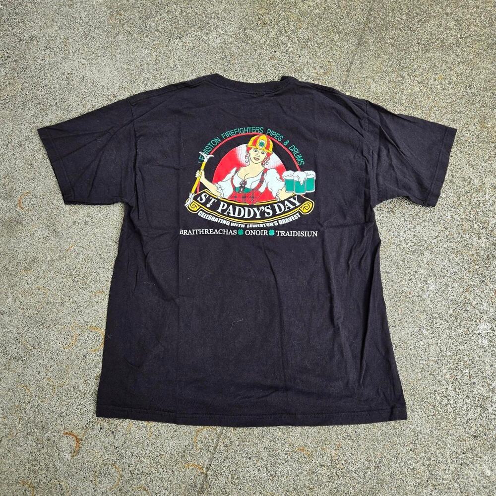Vtg LEWISTON FIREFIGHTERS Bagpipe Band St. Paddy's Day Idaho Local T Shirt Lg